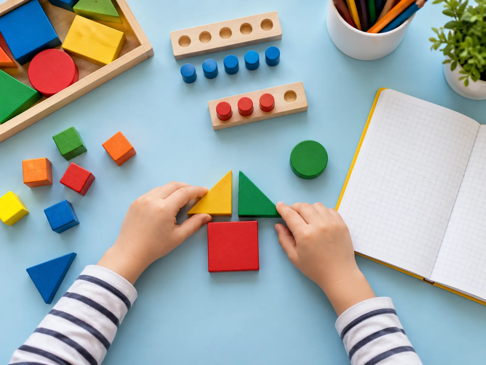 Wooden shapes used to explore mathematics